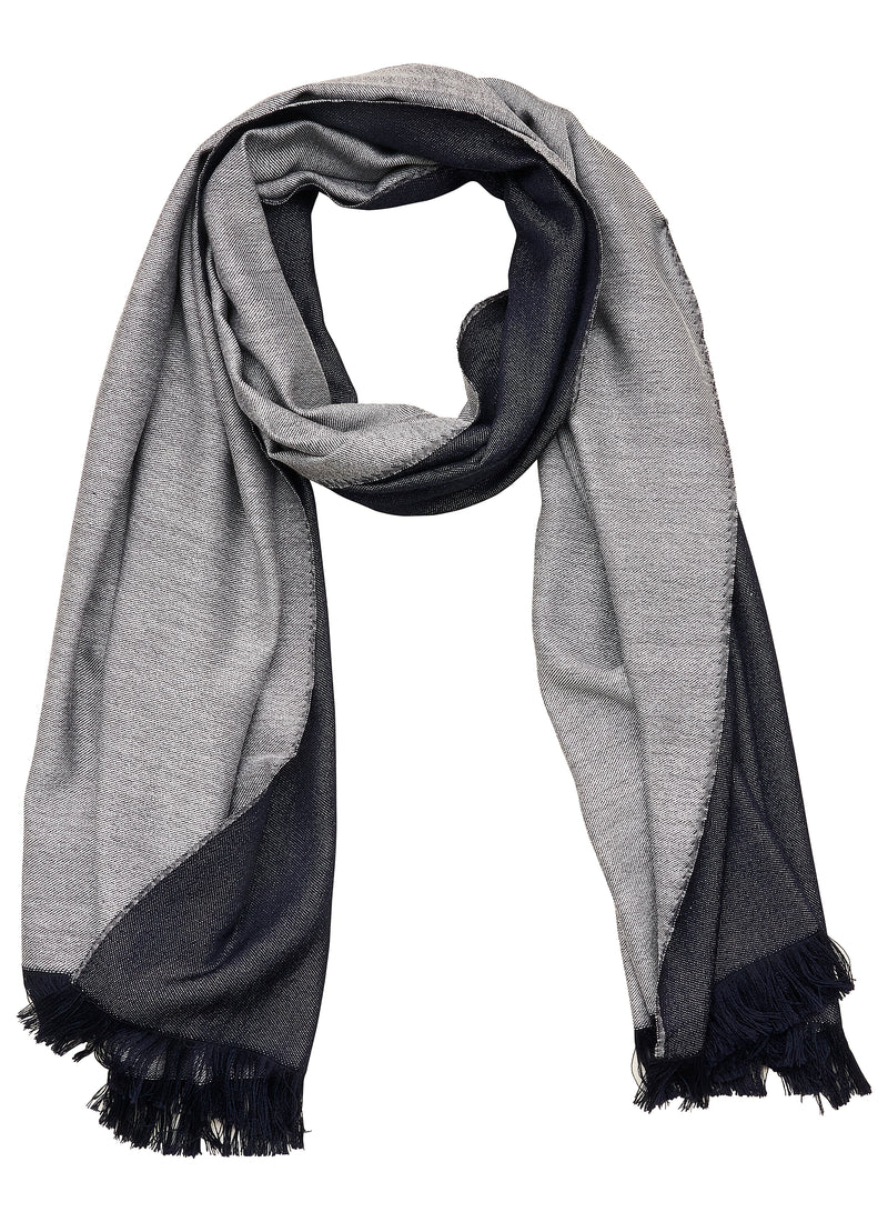 Double-faced Natural Cashmere Scarf - Light Grey/Navy - Brunati Como®