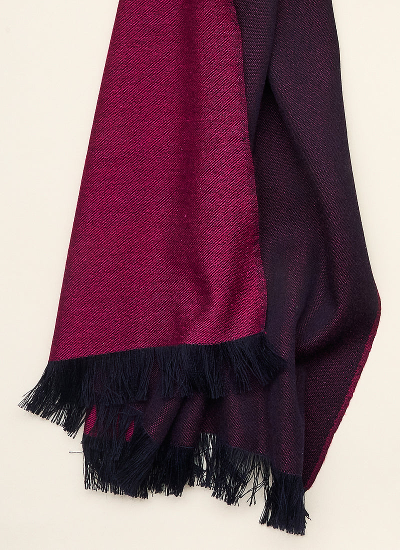 Double-faced Natural Cashmere Scarf - Magenta/Navy - Brunati Como®
