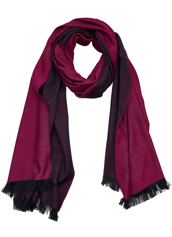 Double-faced Natural Cashmere Scarf - Magenta/Navy - Brunati Como®