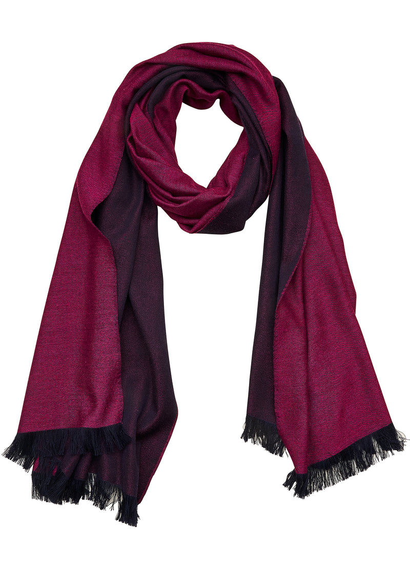 Double-faced Natural Cashmere Scarf - Magenta/Navy - Brunati Como®