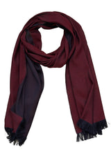 Double-faced Natural Cashmere Scarf - Burgundy/Navy - Brunati Como®