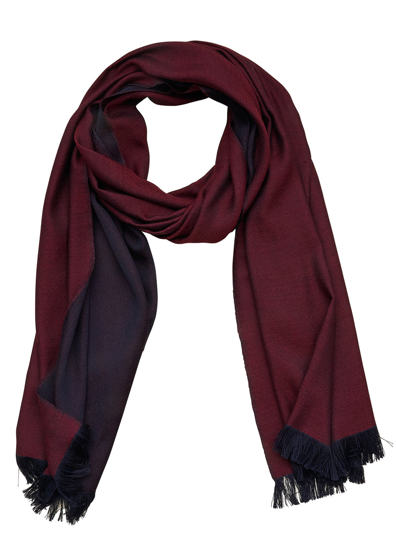 Double-faced Natural Cashmere Scarf - Burgundy/Navy - Brunati Como®