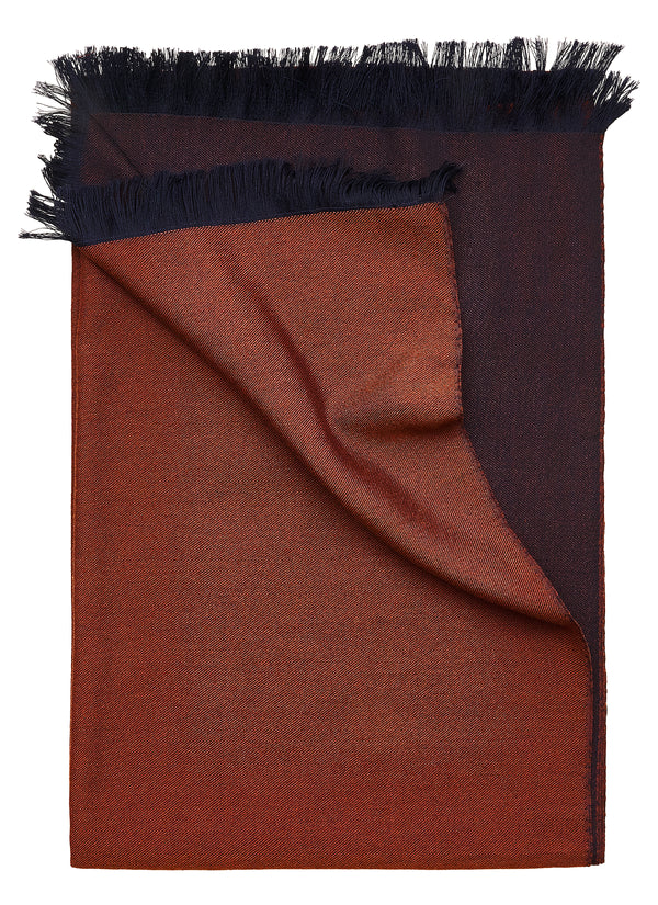 Double-faced Natural Cashmere Scarf - Copper/Navy - Brunati Como®