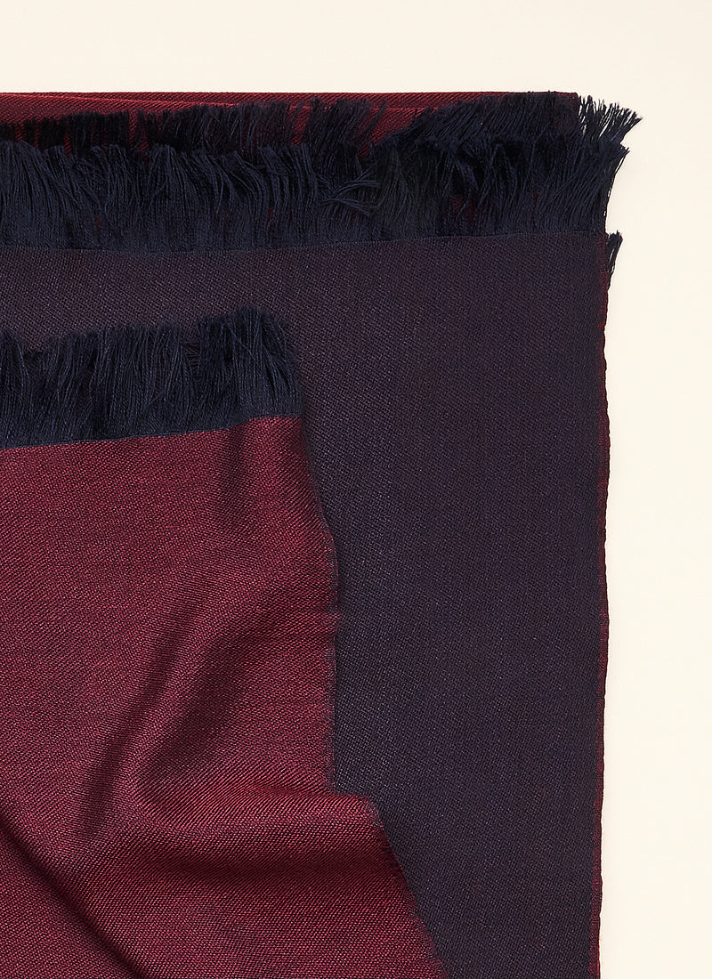 Double-faced Natural Cashmere Scarf - Burgundy/Navy - Brunati Como®