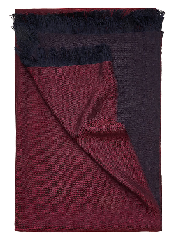Double-faced Natural Cashmere Scarf - Burgundy/Navy - Brunati Como®