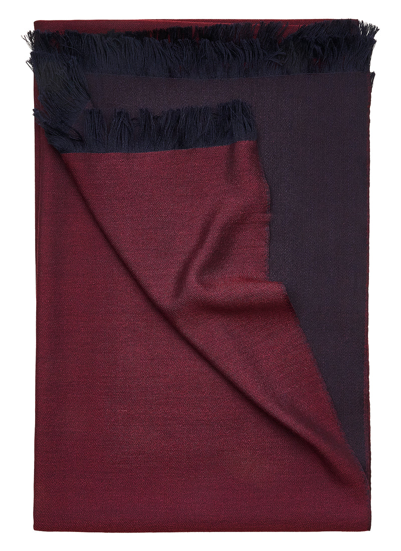 Double-faced Natural Cashmere Scarf - Burgundy/Navy - Brunati Como®