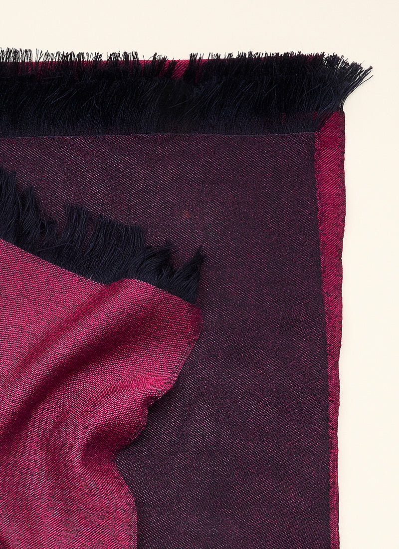 Double-faced Natural Cashmere Scarf - Magenta/Navy - Brunati Como®