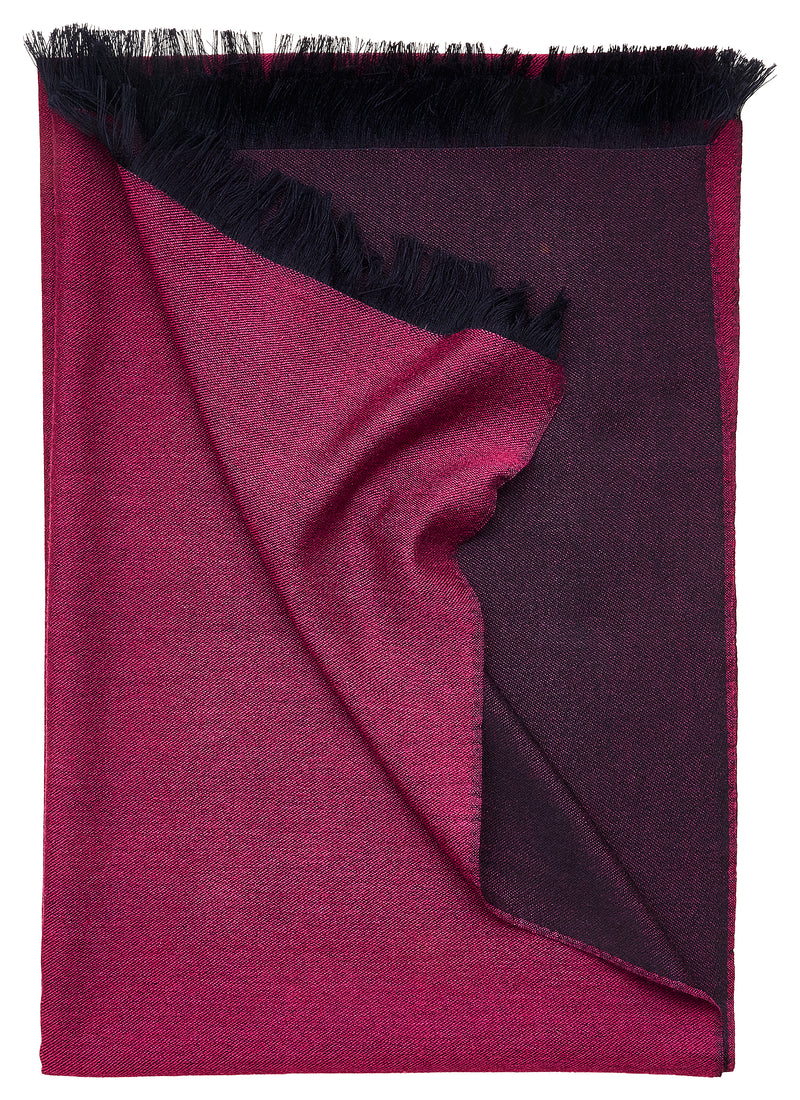 Double-faced Natural Cashmere Scarf - Magenta/Navy - Brunati Como®