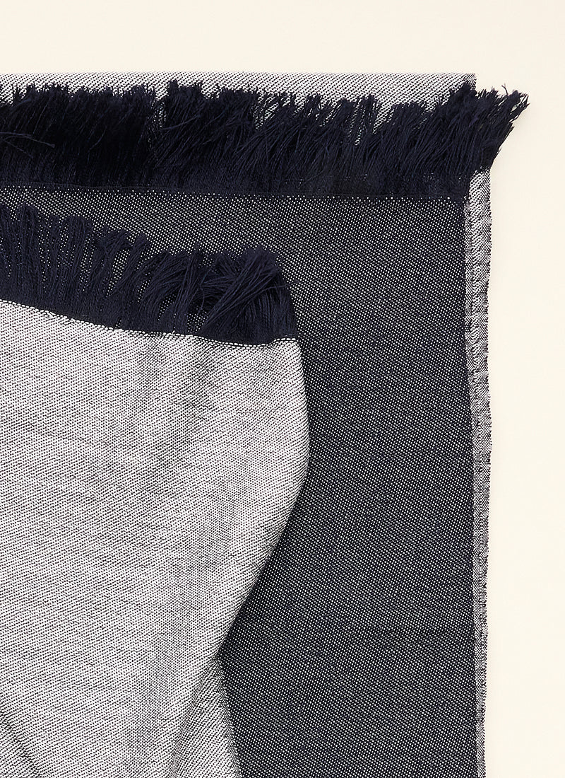 Double-faced Natural Cashmere Scarf - Light Grey/Navy - Brunati Como®