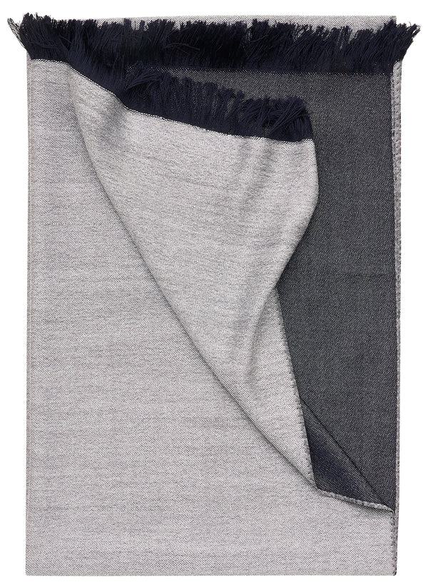 Double-faced Natural Cashmere Scarf - Light Grey/Navy - Brunati Como®