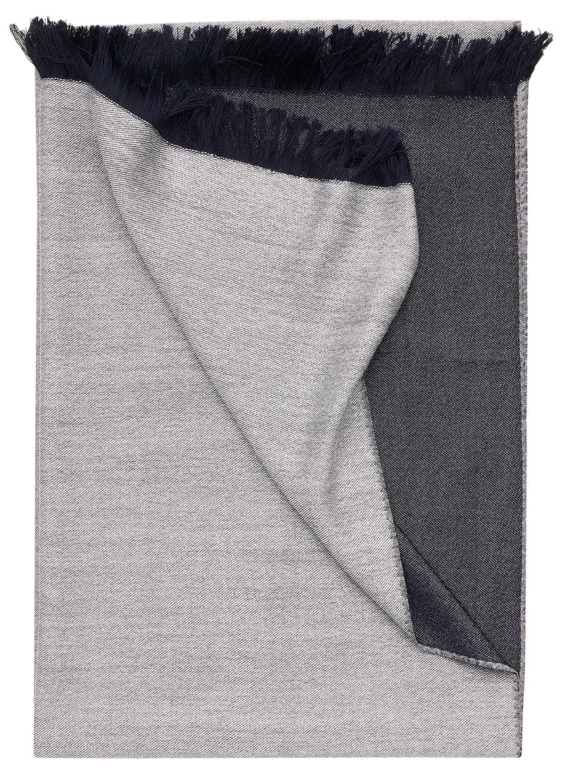 Double-faced Natural Cashmere Scarf - Light Grey/Navy - Brunati Como®
