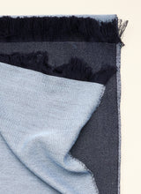 Double-faced Natural Cashmere Scarf - Light Blue/Navy - Brunati Como®
