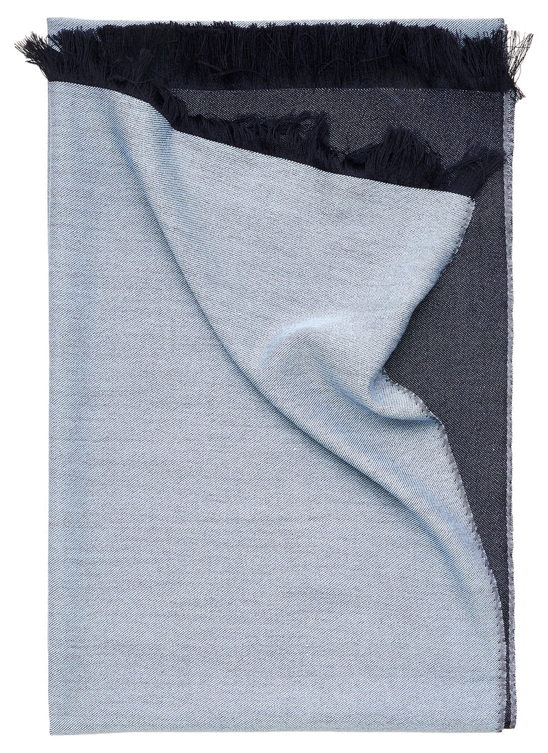 Double-faced Natural Cashmere Scarf - Light Blue/Navy - Brunati Como®