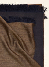 Double-faced Natural Cashmere Scarf - Gold Brown/Navy - Brunati Como®
