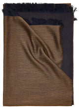 Double-faced Natural Cashmere Scarf - Gold Brown/Navy - Brunati Como®
