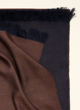 Double-faced Natural Cashmere Scarf - Brown/Navy - Brunati Como®