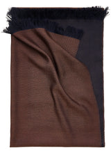 Double-faced Natural Cashmere Scarf - Brown/Navy - Brunati Como®