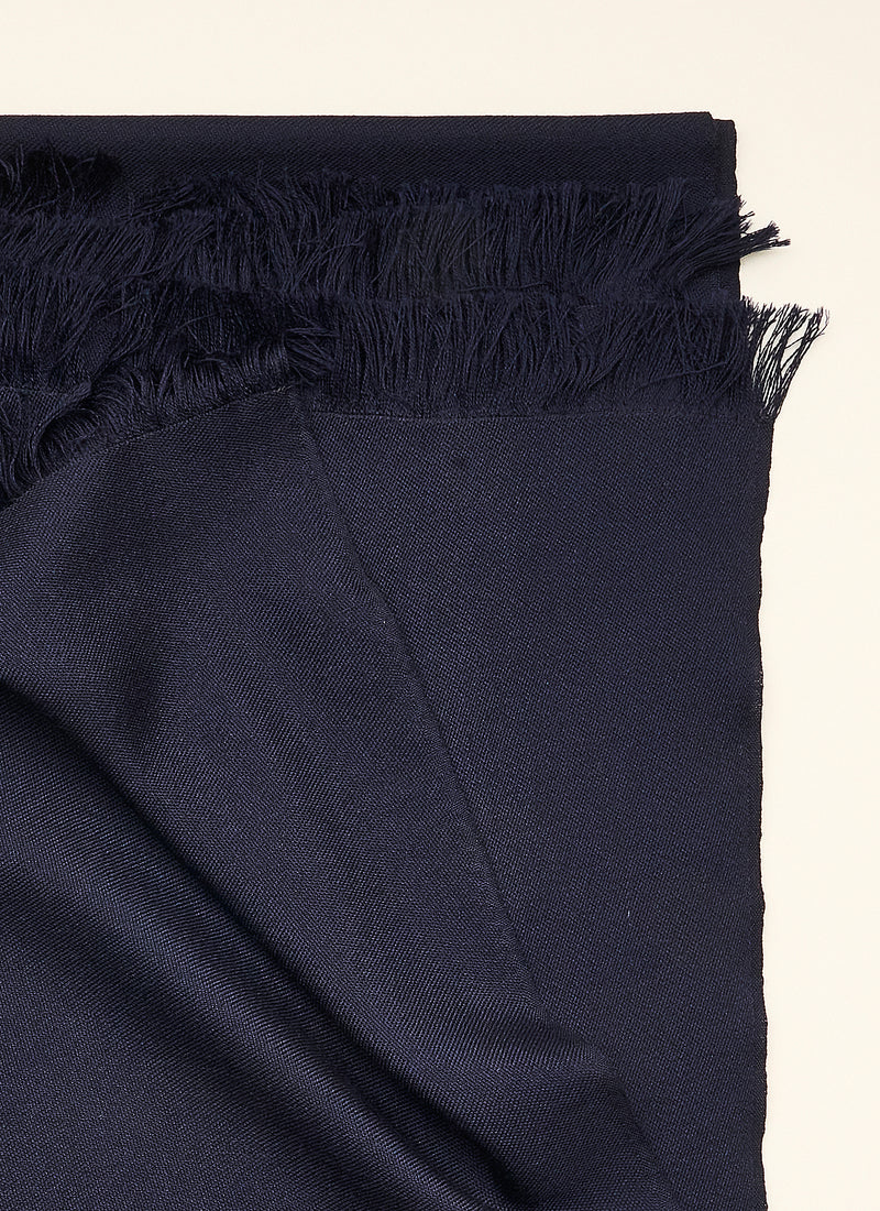 Double-faced Natural Cashmere Scarf - Navy - Brunati Como®