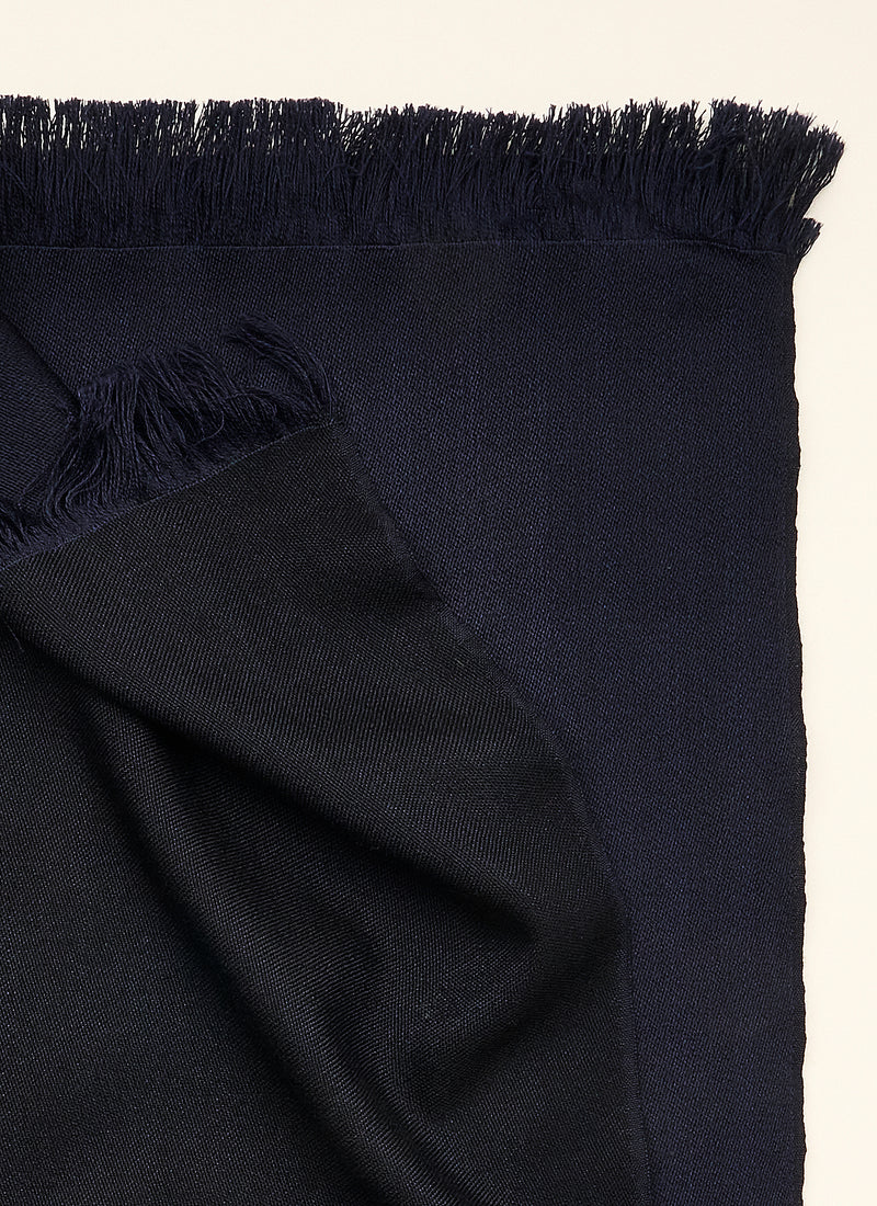 Double-faced Natural Cashmere Scarf - Black/Navy - Brunati Como®