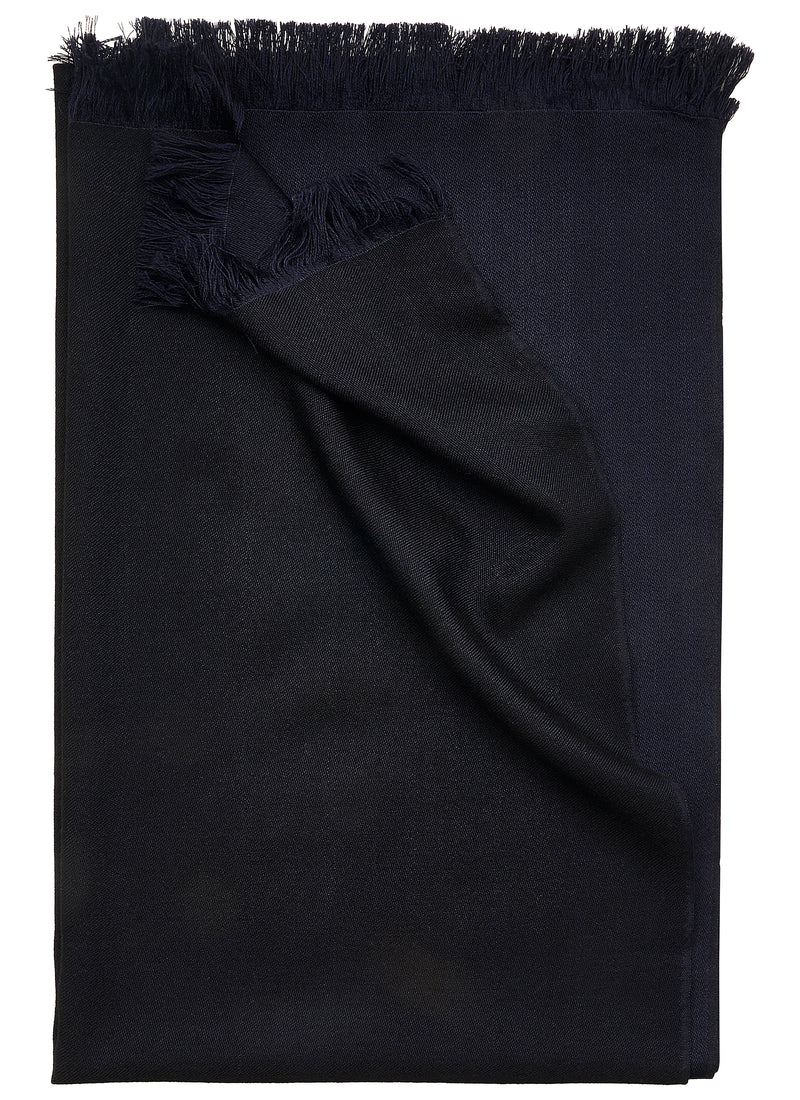 Double-faced Natural Cashmere Scarf - Black/Navy - Brunati Como®