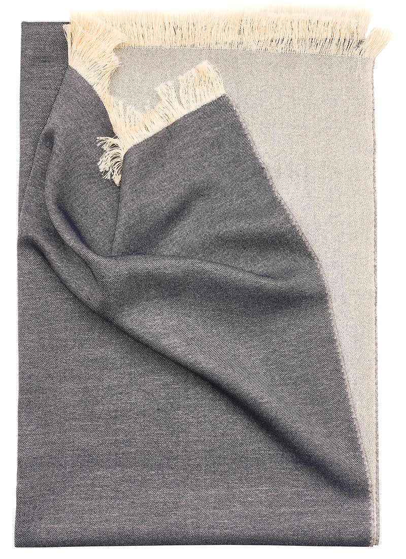 Double-faced Natural Cashmere Scarf - Navy/Beige - Brunati Como®