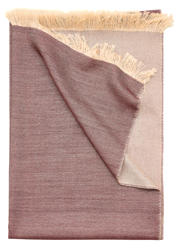 Double-faced Natural Cashmere Scarf - Light Burgundy/Cream - Brunati Como®