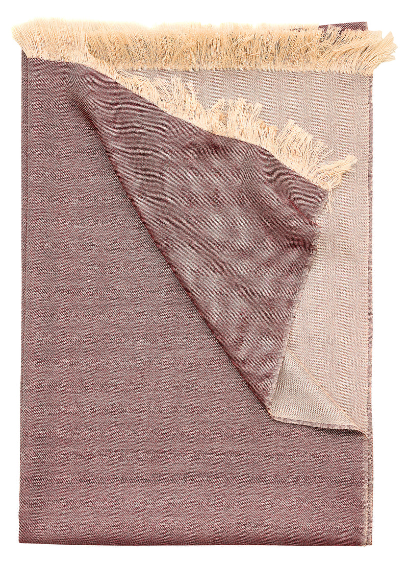 Double-faced Natural Cashmere Scarf - Light Burgundy/Cream - Brunati Como®