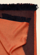 Double-faced Natural Cashmere Scarf - Orange/Burgundy/Navy - Brunati Como®