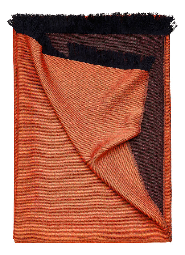 Double-faced Natural Cashmere Scarf - Orange/Burgundy/Navy - Brunati Como®