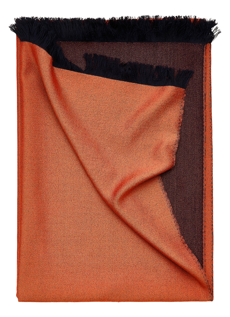 Double-faced Natural Cashmere Scarf - Orange/Burgundy/Navy - Brunati Como®