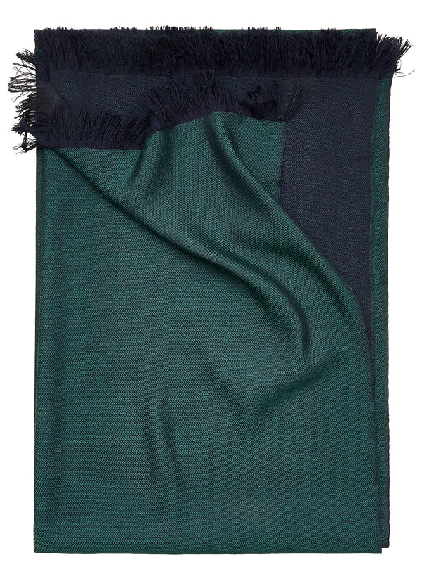 Double-faced Natural Cashmere Scarf - Forest Green/Navy - Brunati Como®