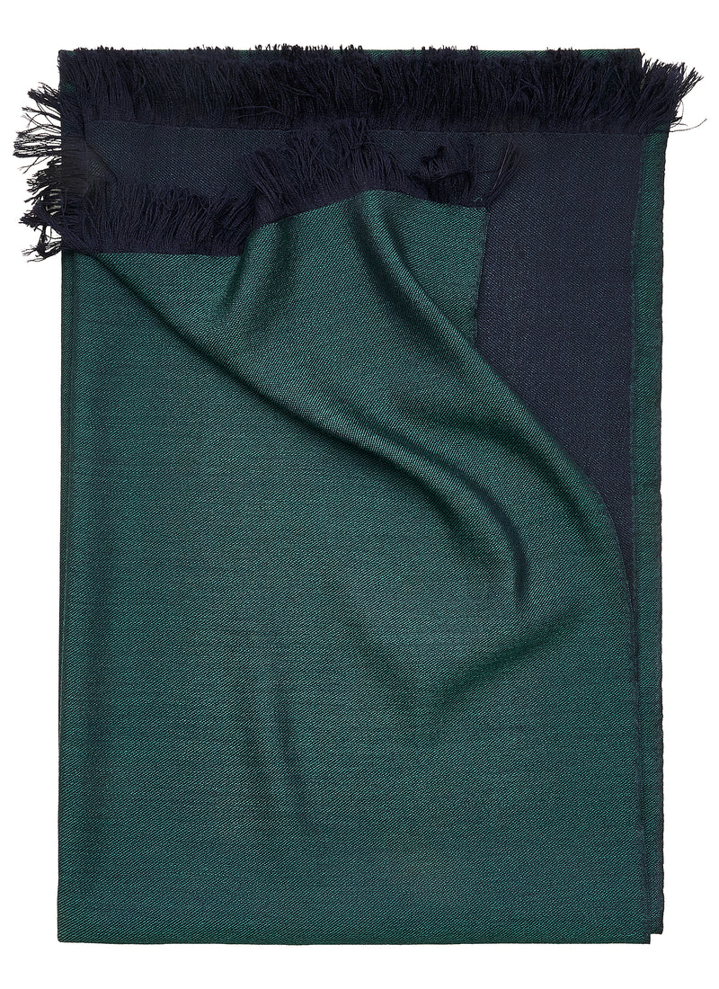 Double-faced Natural Cashmere Scarf - Forest Green/Navy - Brunati Como®