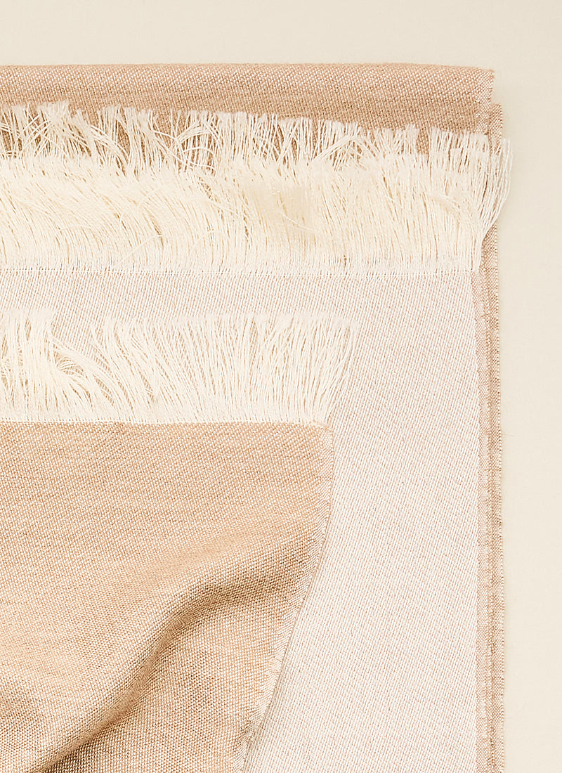 Double-faced Natural Cashmere Scarf - Cream/Light Beige - Brunati Como®