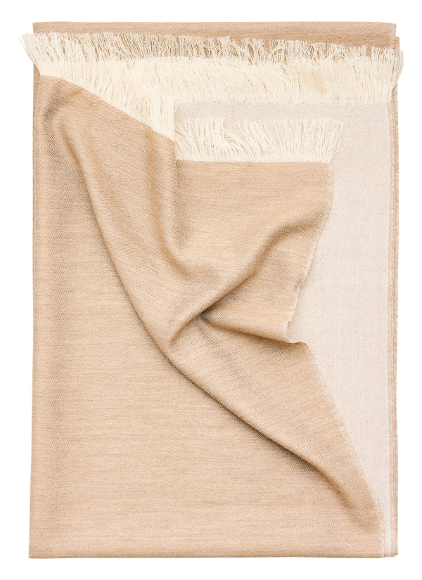 Double-faced Natural Cashmere Scarf - Cream/Light Beige - Brunati Como®