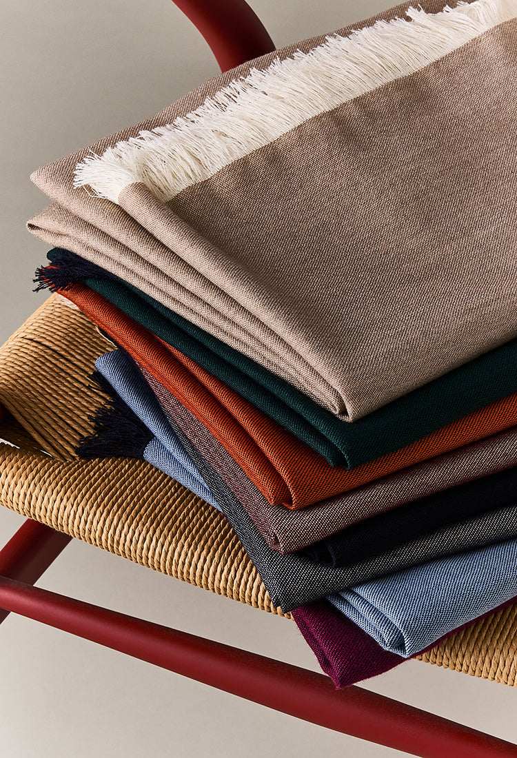 Double-faced Natural Cashmere Scarf - Navy - Brunati Como®