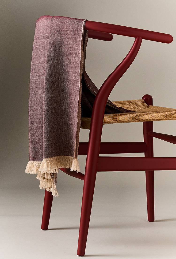 Double-faced Natural Cashmere Scarf - Light Burgundy/Cream - Brunati Como®