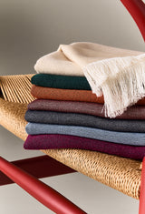 Double-faced Natural Cashmere Scarf - Magenta/Navy - Brunati Como®