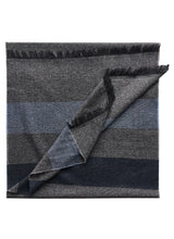 Striped Cashmere Scarf - Grey/Navy/Light Blue - Brunati Como®