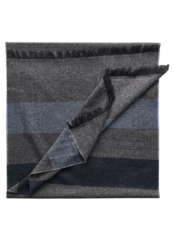 Striped Cashmere Scarf - Grey/Navy/Light Blue - Brunati Como®