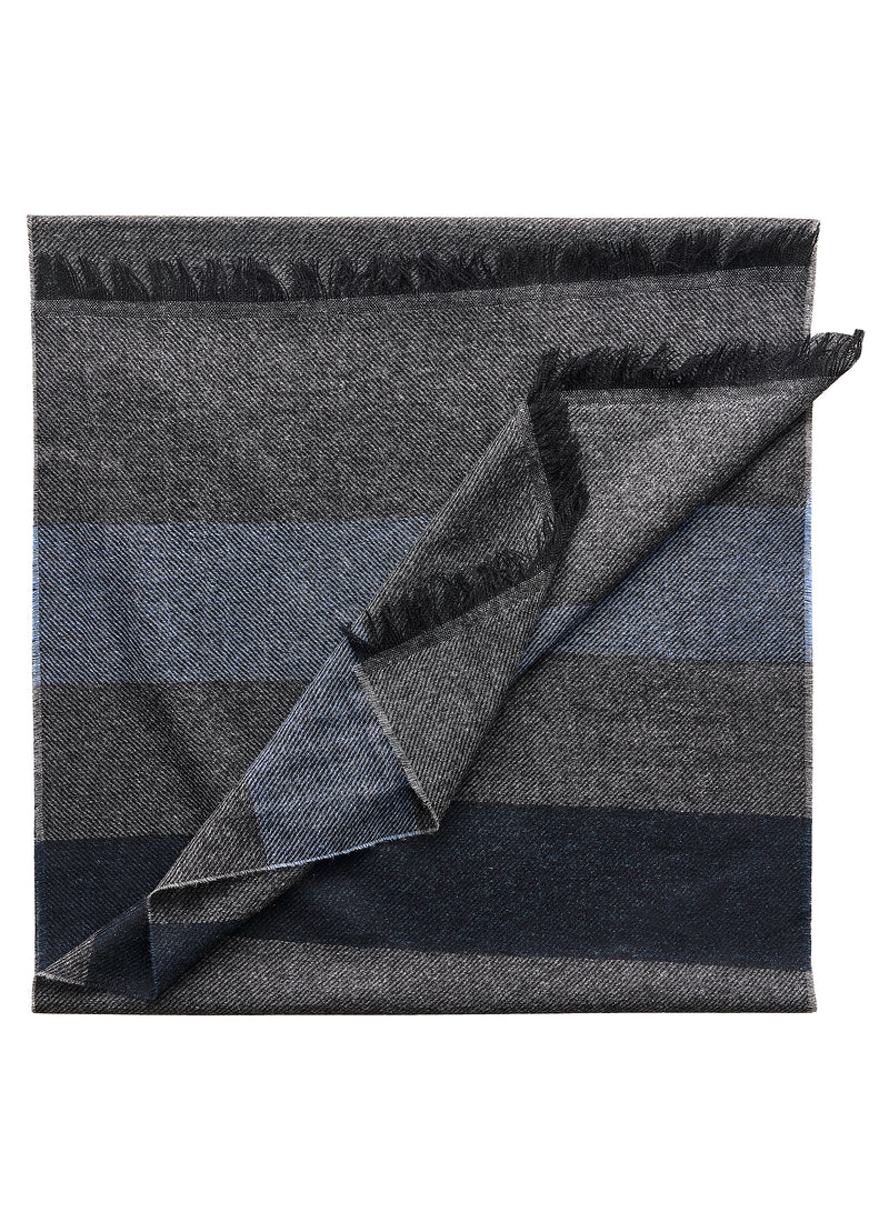 Striped Cashmere Scarf - Grey/Navy/Light Blue - Brunati Como®