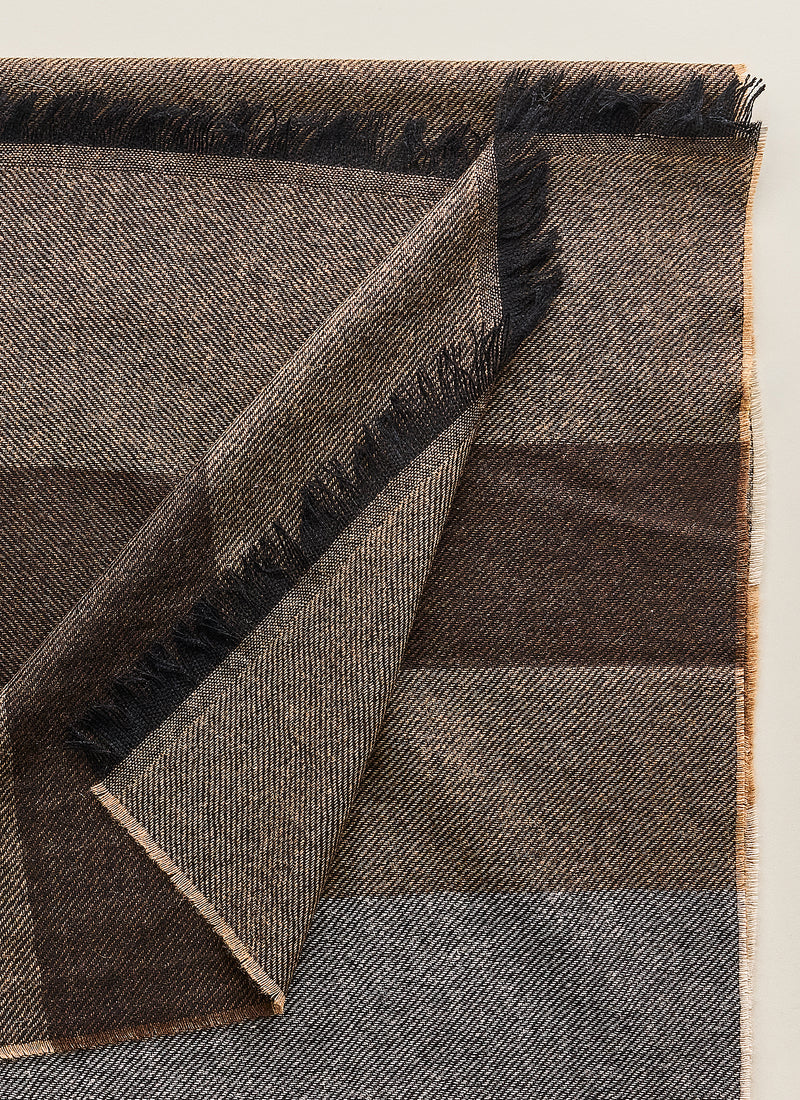 Striped Cashmere Scarf - Taupe/Grey/Brown - Brunati Como®