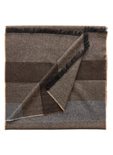 Striped Cashmere Scarf - Taupe/Grey/Brown - Brunati Como®