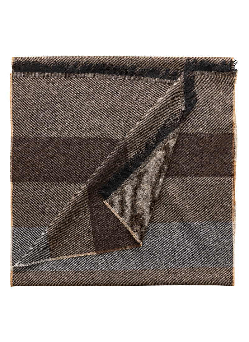 Striped Cashmere Scarf - Taupe/Grey/Brown - Brunati Como®