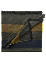 Striped Cashmere Scarf - Olive/Navy/Yellow - Brunati Como®