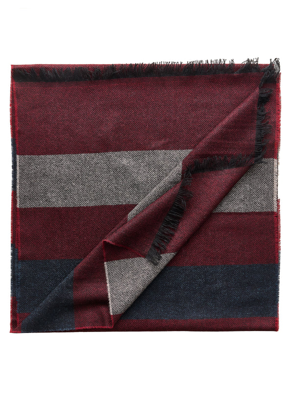 Striped Cashmere Scarf - Bordeaux /Navy/Grey - Brunati Como®