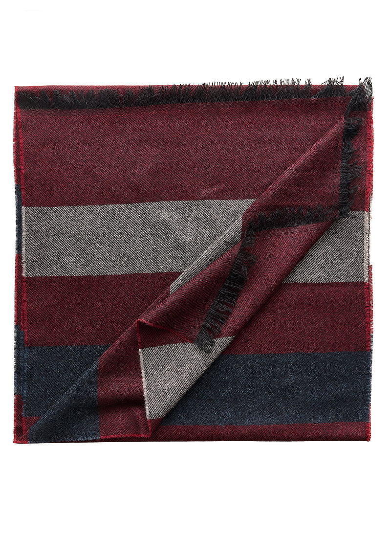 Striped Cashmere Scarf - Bordeaux /Navy/Grey - Brunati Como®