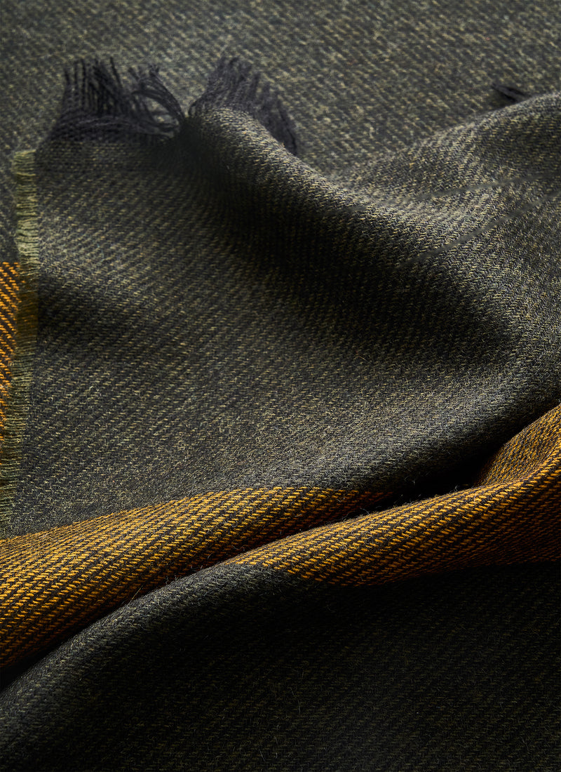 Striped Cashmere Scarf - Olive/Navy/Yellow - Brunati Como®