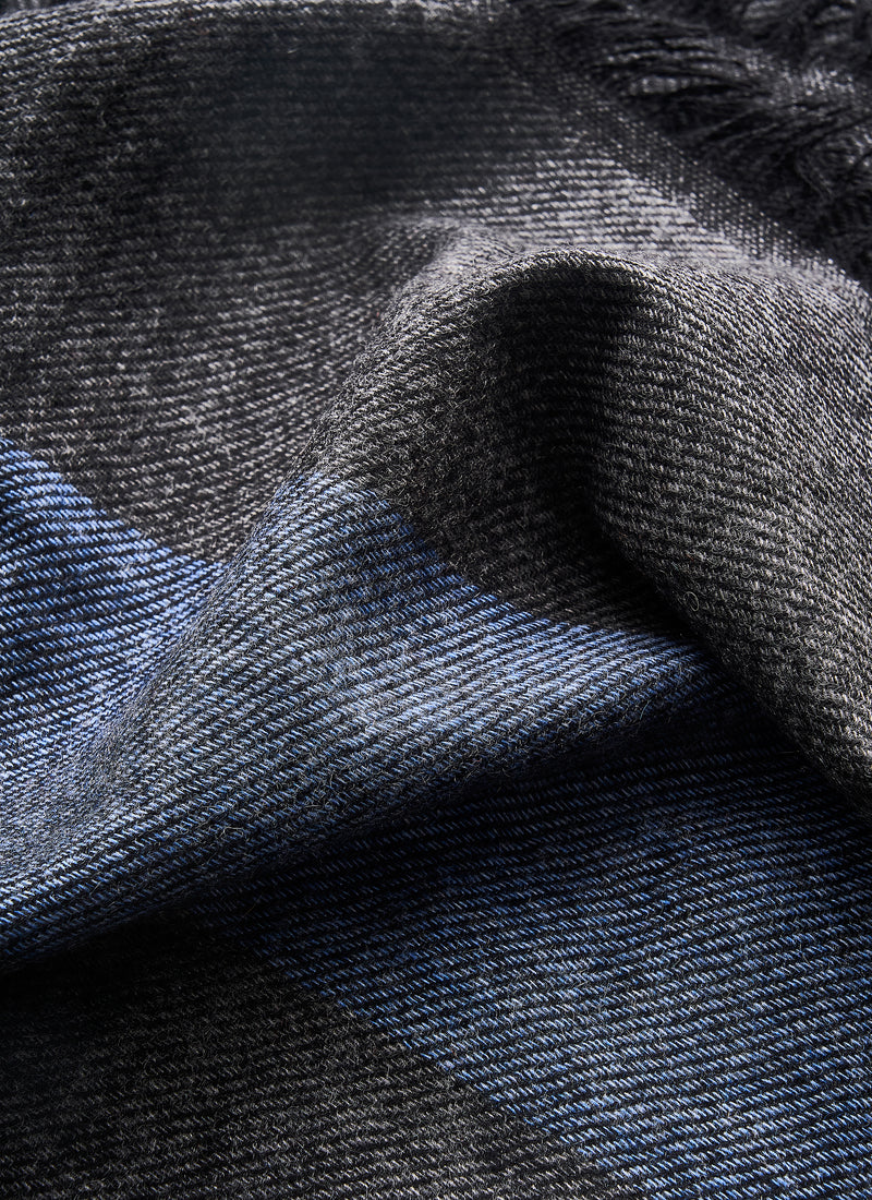 Striped Cashmere Scarf - Grey/Navy/Light Blue - Brunati Como®