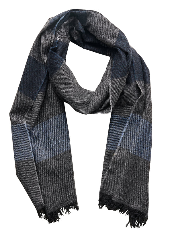 Striped Cashmere Scarf - Grey/Navy/Light Blue - Brunati Como®