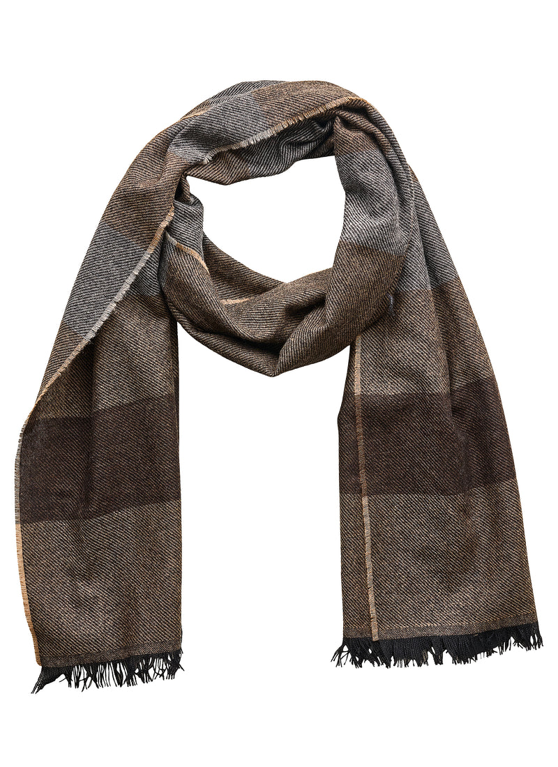Striped Cashmere Scarf - Taupe/Grey/Brown - Brunati Como®